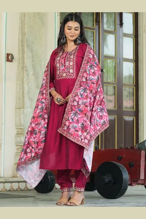 Navlik Women Ethnic Motifs Embroidered Regular Kurta with Trousers & With Dupatta