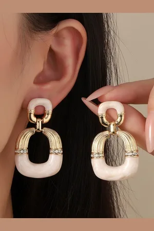 Salty Stone Studded Antique Drop Earrings