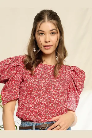 Berrylush Floral Print Puff Sleeve Top