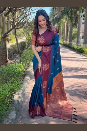 Kalini Women Ethnic Motifs Zari Silk Blend Banarasi Saree With Blouse Piece