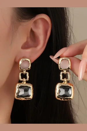 Salty Contemporary Stone Studded Drop Earrings