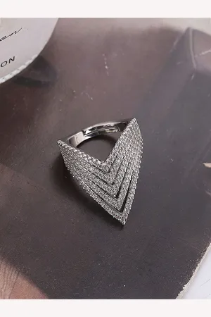 Designs & You Silver-Plated American Diamond-Studded Adjustable Finger Ring