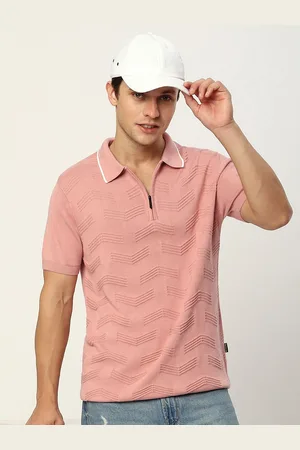 Beyoung Men Polo Collar Raw Edge T-shirt