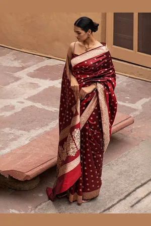Kalini Women Ethnic Motifs Zari Banarasi Saree With Blouse Piece