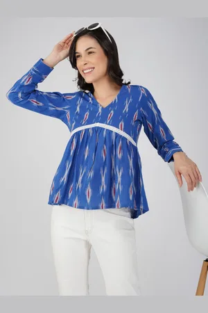 Kalini Women Ethnic Motifs Printed V-Neck Cotton Top