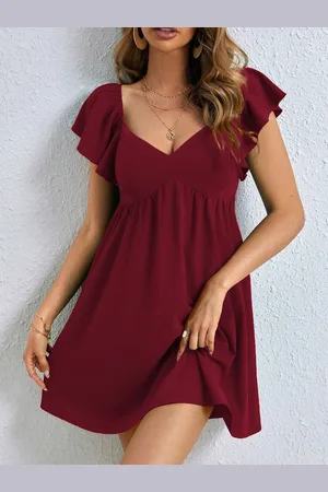 DressBerry Women Flutter Sleeve Empire Mini Dress