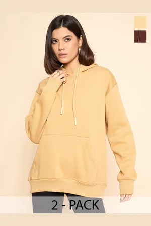 Color Capital Women Solid Hooded Pullover Cotton Sweatshirt