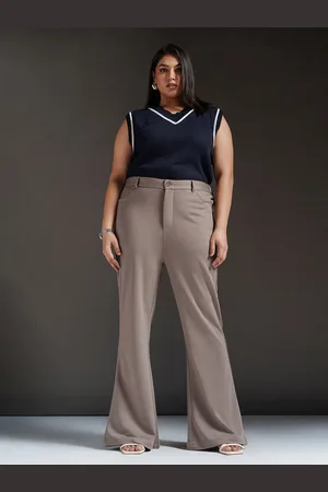 FREAKINS Women Plus Size Flared High-Rise Bootcut Korean Pants