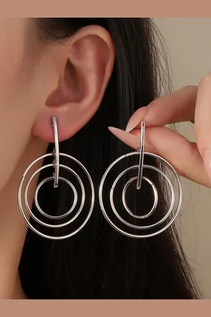 Salty Silver-Plated Contemporary Drop Earrings