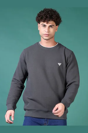 V-Mart Men Cotton Self Design Round Neck Sweatshirt