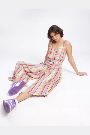 DressBerry Vacation Vibes Multistripes Wrap Basic Jumpsuit