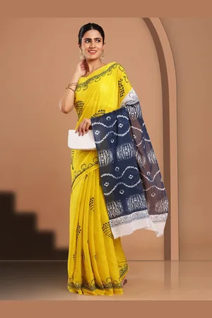Kalyan Silks Women Block Print Saree With Blouse Piece
