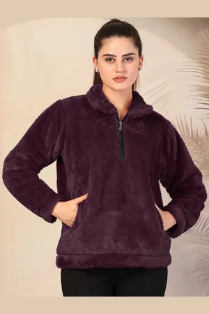 KLOTTHE Women Solid Spread Collar Woolen Fur Winter Jacket