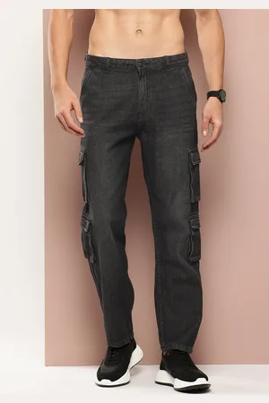 HARVARD Men Straight Fit Pure Cotton Cargo-Style Jeans
