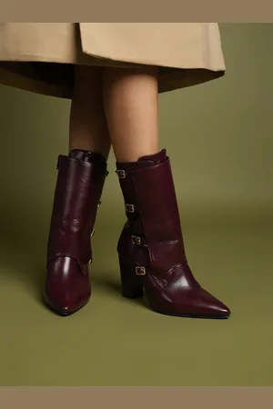 Theater Women Buckle Detail Block-Heeled Winter Boots