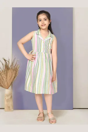 BAESD Girls Striped Shirt Collar Fit and Flare Dress
