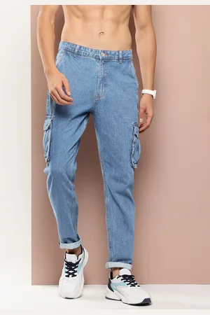 HARVARD Men Relaxed Fit Light Fade Cargo-Style Jeans