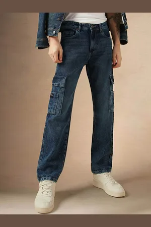 Dennis Lingo Men Relaxed Fit Mid-Rise Clean Look Cotton Cargo Jeans
