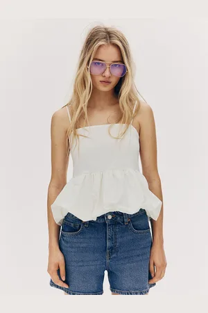 H&M Women Bubble-Hem Strappy Top