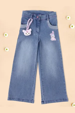 CUTECUMBER Girls Relaxed Fit Light Fade Stretchable Jeans