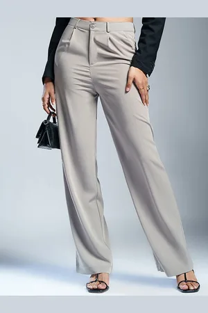 FREAKINS Women Relaxed Straight Leg Straight Fit High-Rise Korean Pants