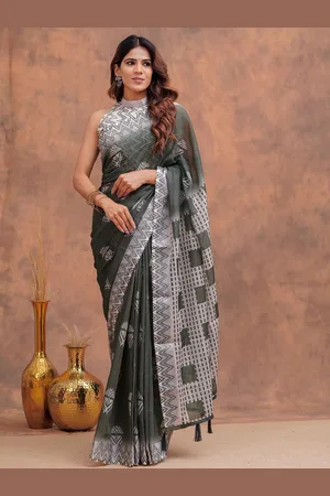 heartLoom Geometric Printed Saree With Blouse Piece