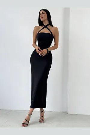 DressBerry Women Halter Neck Bodycon Midi Dress