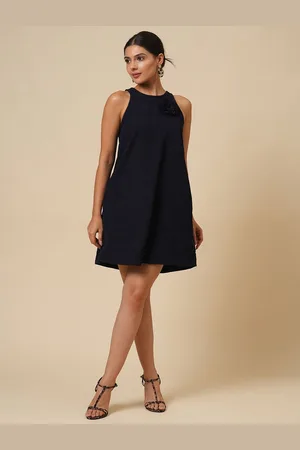 Chemistry Women Round Neck Solid A-Line Dress