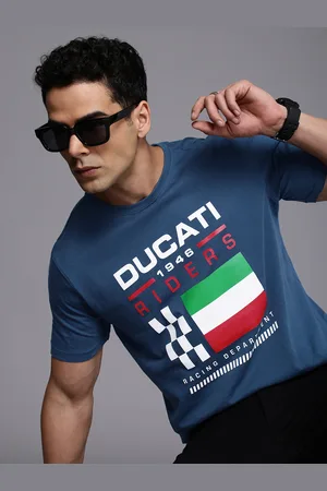 DUCATI Brand Logo Printed Pure Cotton T-shirt