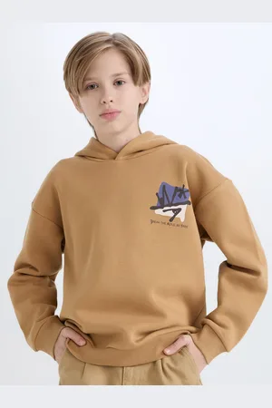 DeFacto Boys Graphic Printed Hooded Pullover Sweater