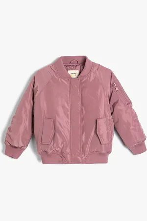 Koton Girls Solid Mock Collar Jacket