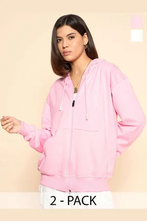 Color Capital Pack Of 2 Women Solid Front-Open Cotton Sweatshirts