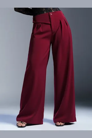 FREAKINS Women Regal Red Stylised Waist Korean Pants