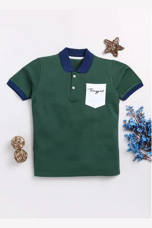 Toonyport Boys Floral Polo Collar Pockets T-shirt