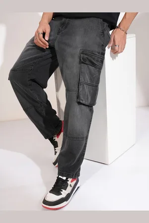 Highlander Men Relaxed Fit High-Rise Light Fade Cotton Cargo Pocket Jeans