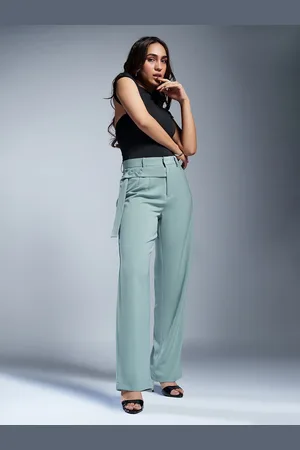 FREAKINS Women Relaxed Straight Leg Fit High-Rise Korean Pants