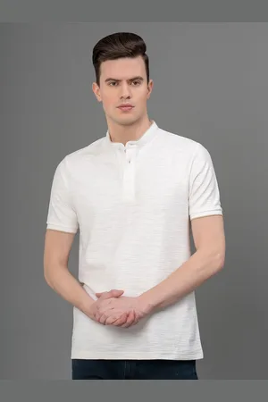Red Tape Mandarin Collar Short Sleeves Cotton T-shirt