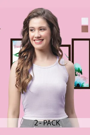 FBAR Women Pack of 2 Cotton Tank Crop Top
