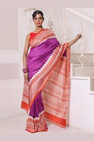 Charukriti Women Pure Silk Saree and Blouse Piece
