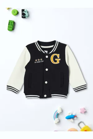 Max Collection Boys Polyester Crop Varsity Jacket with Patchwork