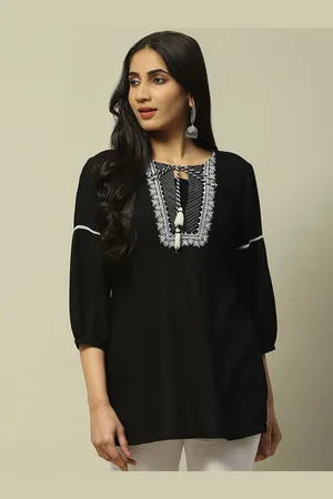 Rangriti Women Ethnic Motifs Tie-Up Neck Straight Kurti