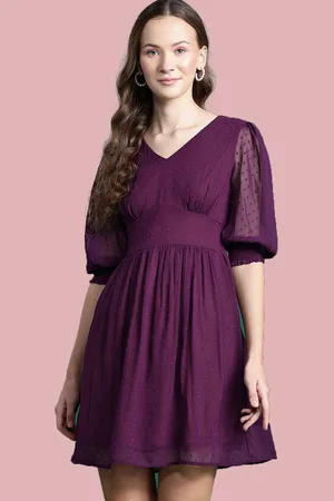 Deewa Women Puff Sleeves Fit & Flare Dress