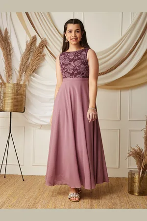 BAESD Girls Floral Woven Design Georgette Fit & Flare Maxi Dress