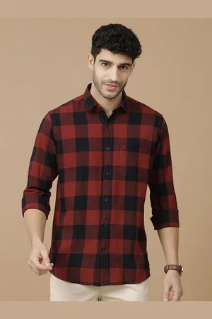 Linen Club Men Contemporary Slim Fit Buffalo Checks Opaque Checked Casual Shirt