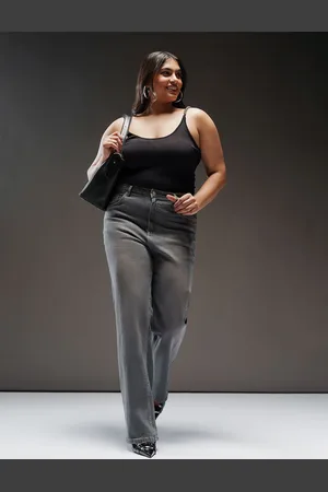 FREAKINS Women Cotton Plus Size Straight Fit High-Rise Light Fade Stretchable Jeans