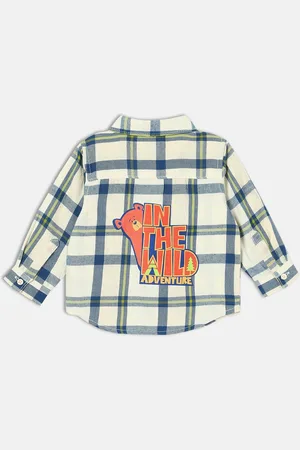 MINI KLUB Boys Checked Typography Printed Shirt