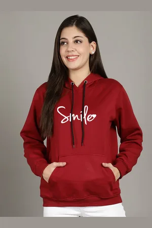 GRACIT Women Typography Printed Hooded Long Sleeves Pullover Sweatshirt