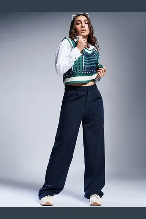 FREAKINS Women Relaxed Straight Leg Straight Fit High-Rise Korean Pants