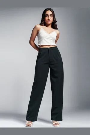 FREAKINS Women Relaxed Straight Leg Fit High-Rise Korean Pants