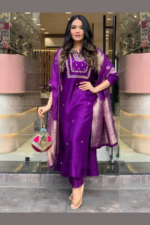 Kalini Women Embroidered Regular Thread Work Kurta with Trousers & With Dupatta